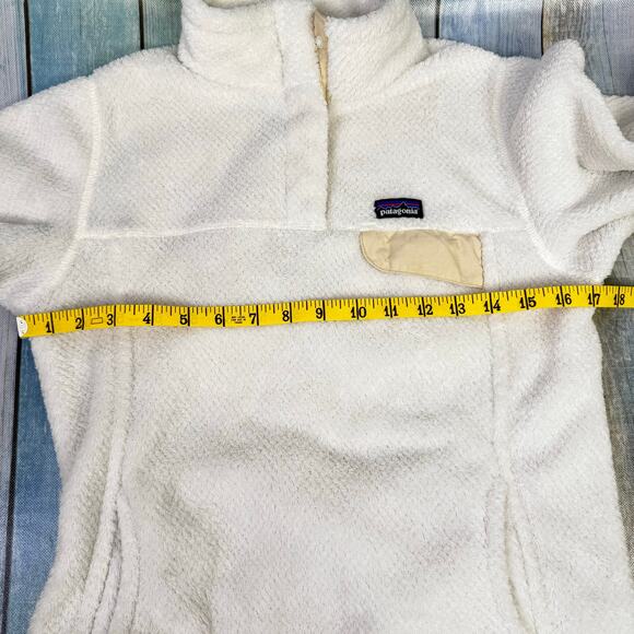 Patagonia Girls Pullover Snap-T White Medium Size 10 Pockets Fleece - Picture 5 of 7